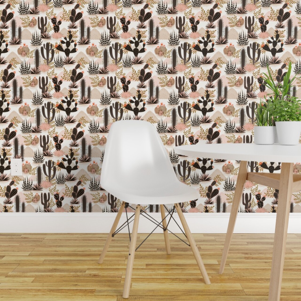 Peel & Stick Wallpaper 2FT Wide Southwestern Cacti Modern Rustic Country Western Style Down Home Cowboy Cowgirl Custom Removable Wallpaper by Spoonflower